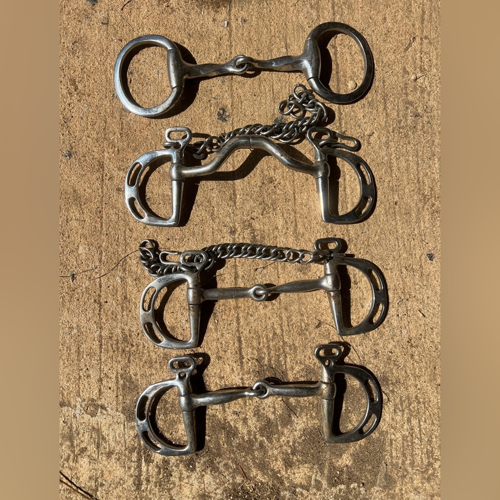 4 English Snaffle Horse Bits